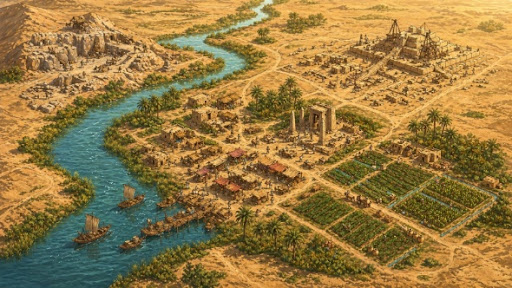 Ancient Egyptian city along the Nile